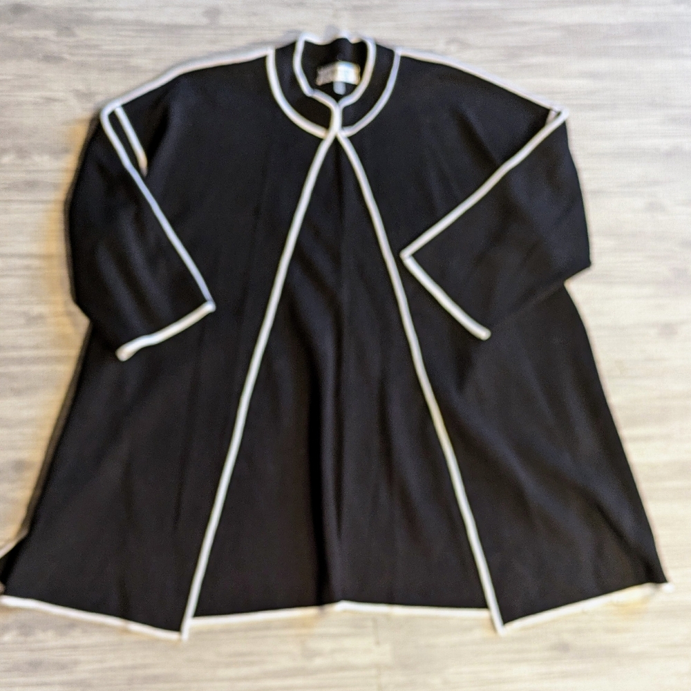 Kasper‎ Women’s Black and White Cardigan Duster/Sweater | Sz XL